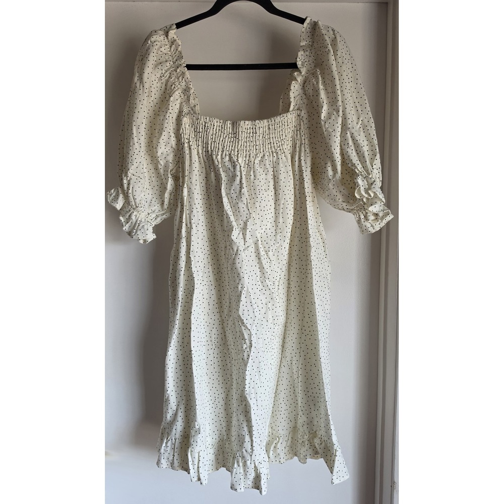 NWT ELOQUII Midi Dress White Black Polka Dot Square Neck Short Sleeve Boho